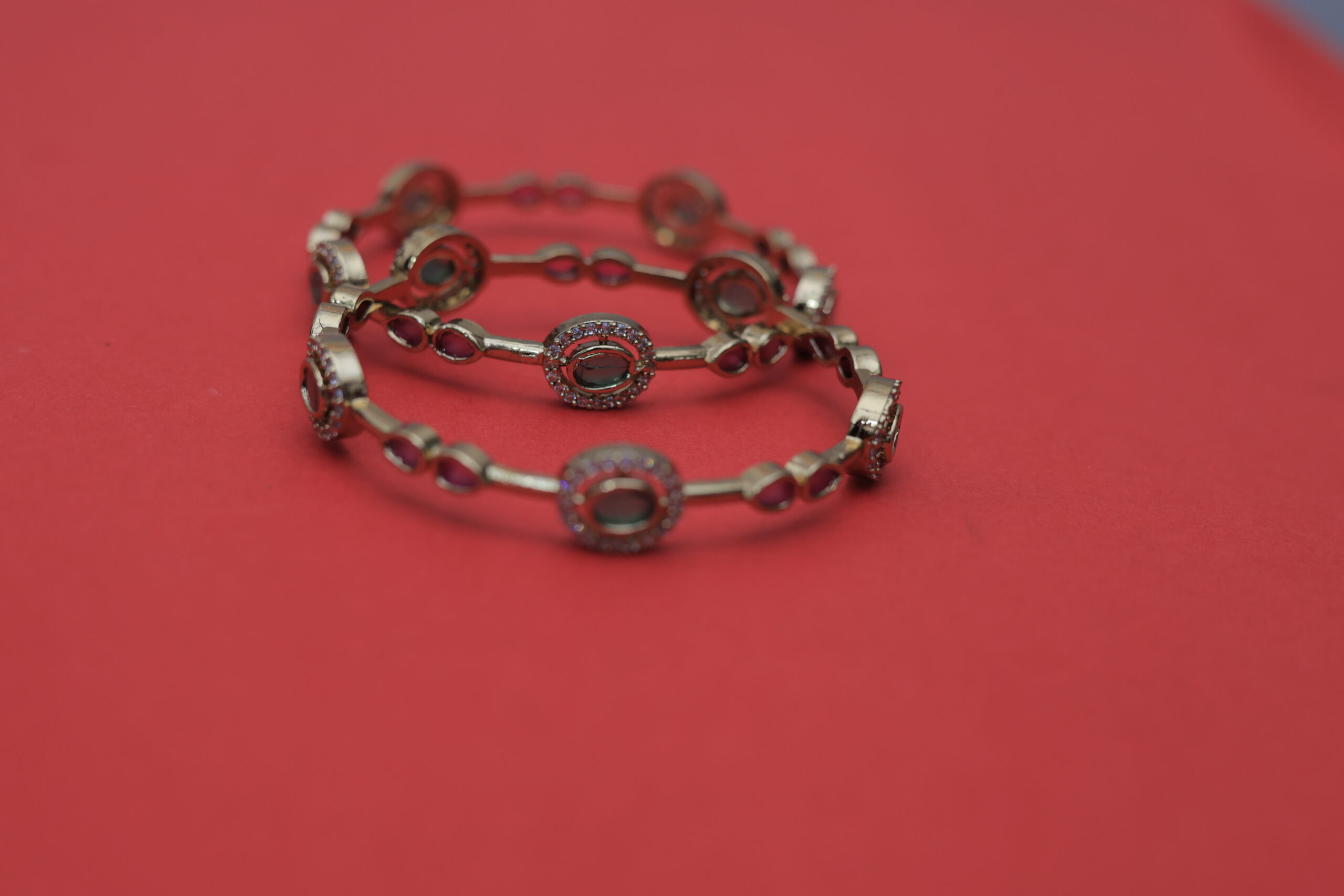 RIVSAM VELORA Ruby-Tone Statement Bracelet Set