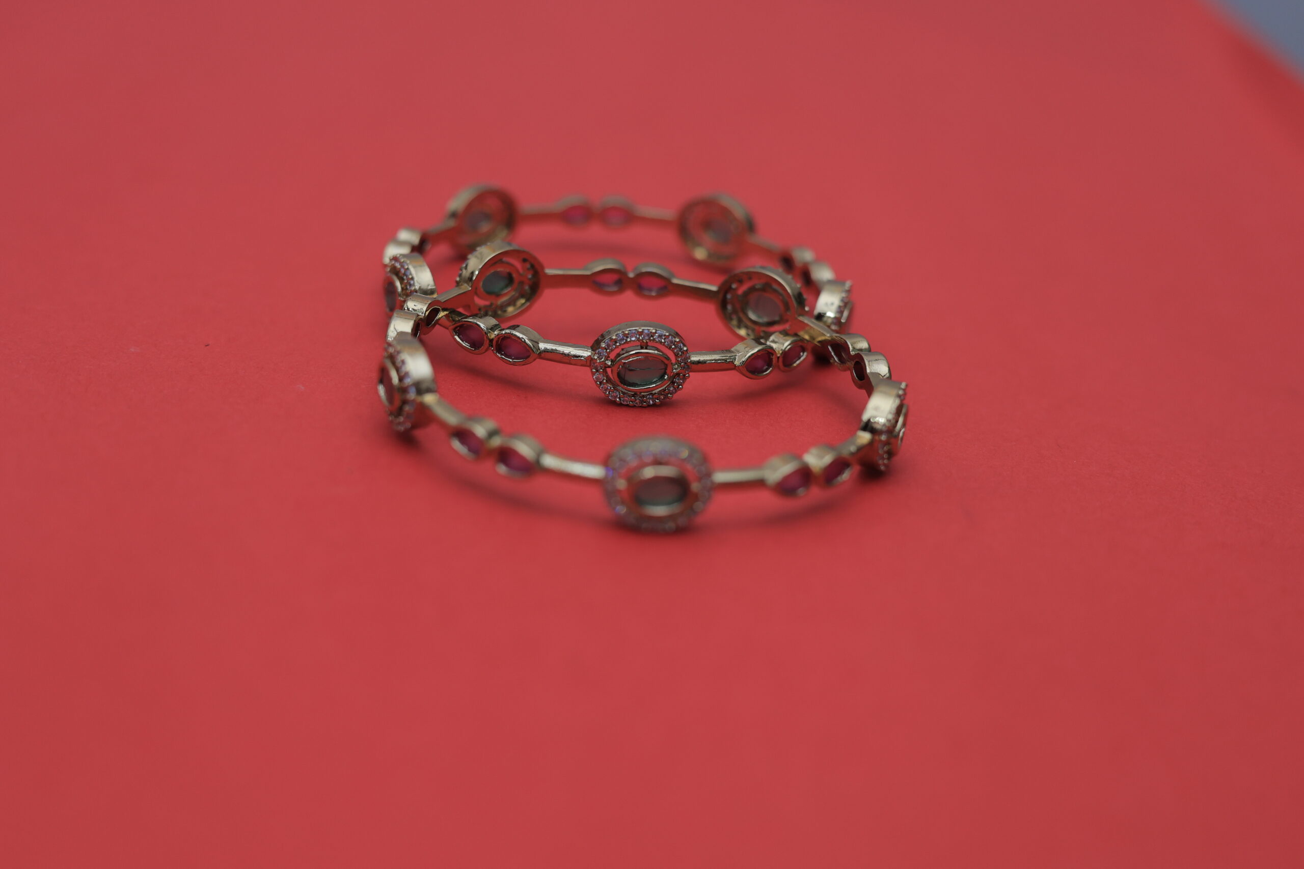 RIVSAM VELORA Ruby-Tone Statement Bracelet Set - Image 2
