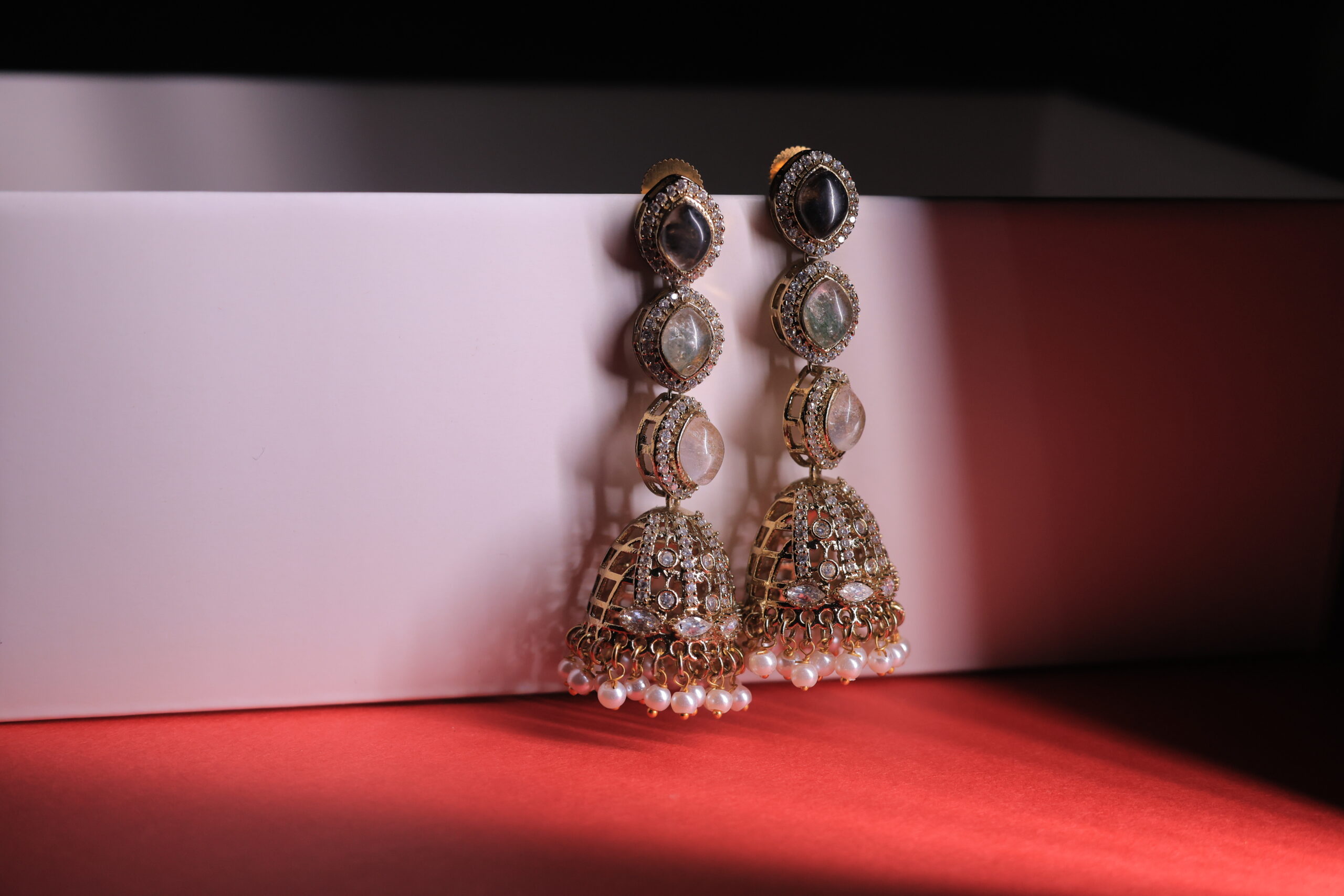 RIVSAM AURELIA Pearl Cascade Long Jhumka Earrings - Image 2