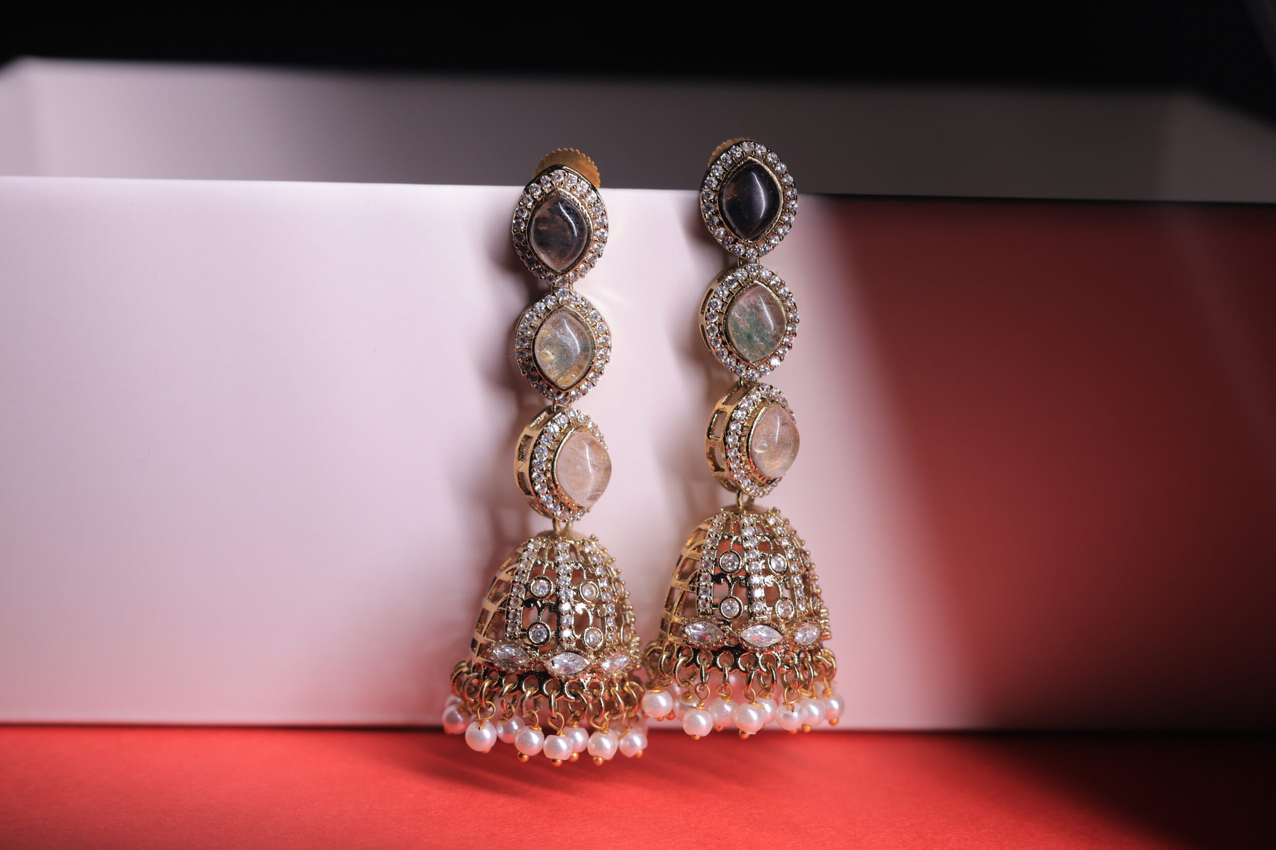 RIVSAM AURELIA Pearl Cascade Long Jhumka Earrings - Image 3