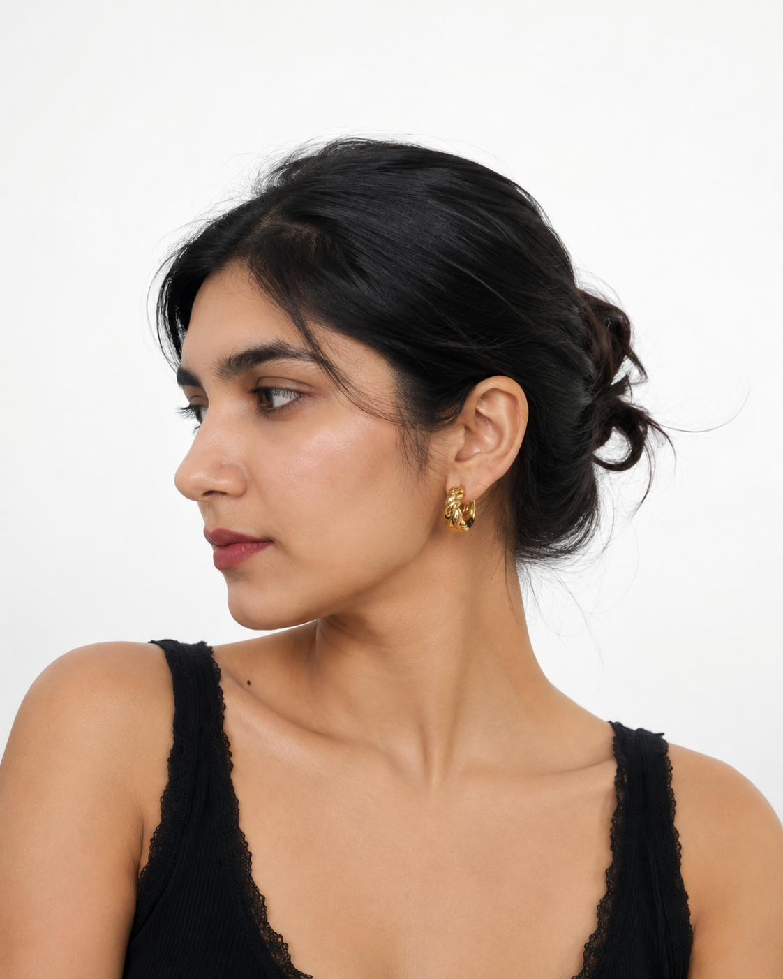 Twisted Gold Hoop Earrings - Image 5