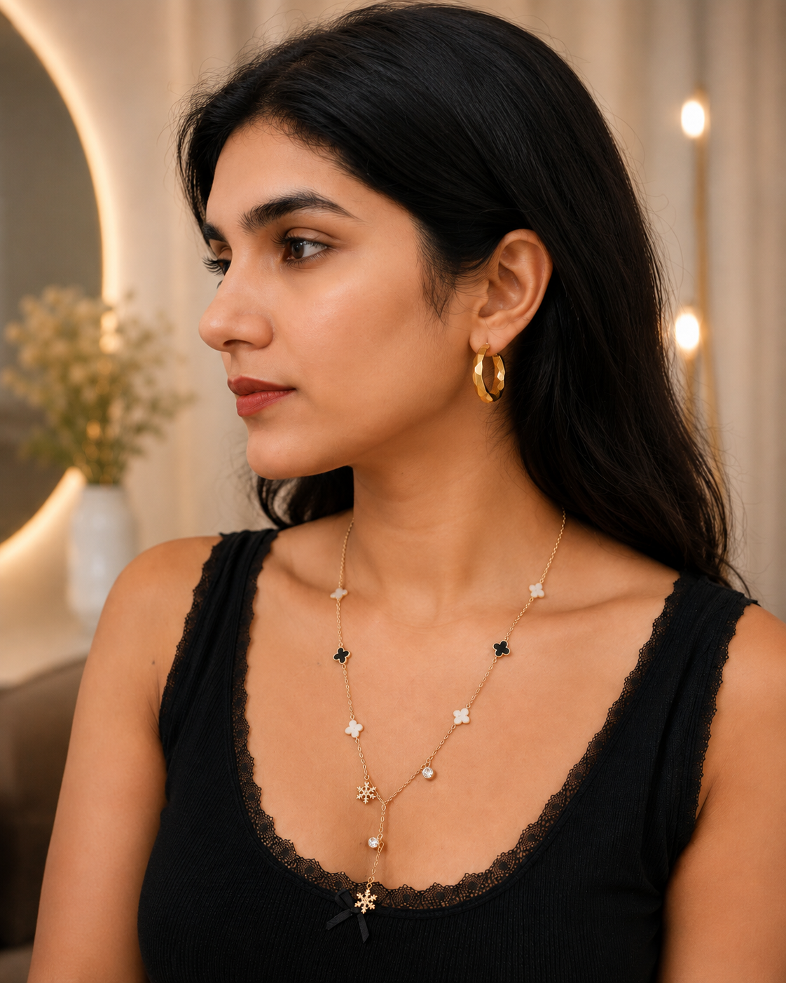 Facet Shine Hoop Earrings - Image 3